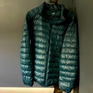 Greenish blue puffer jacket